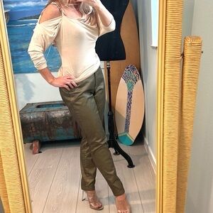 Luisa Cerano,German Lux Metallic Gold Stretch Pants  EUC Size 12 ,Metallic Gold,